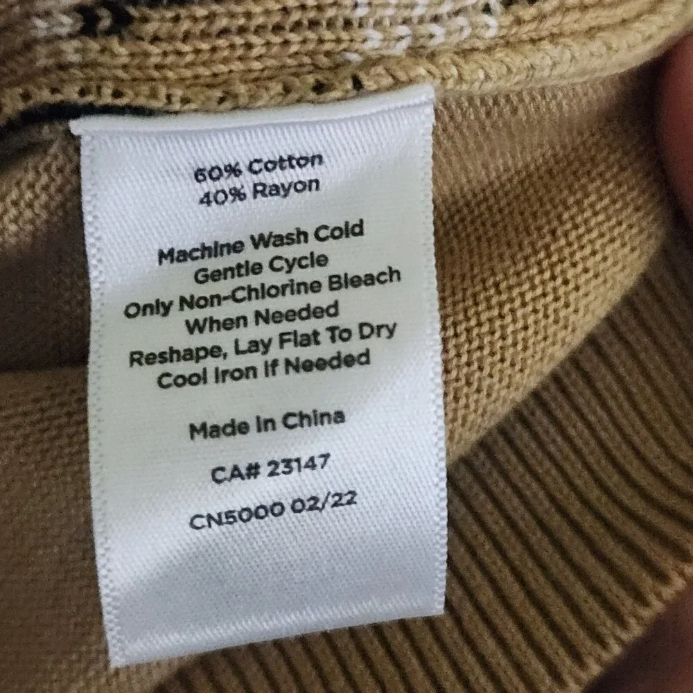 Talbots Crewneck Zebra Print Beige Sweater Size XS